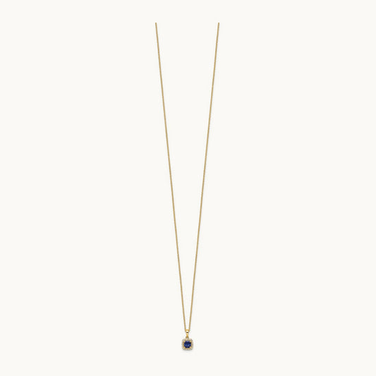 Created Sapphire Necklace, 0.10 ct tw Lab-Grown Diamond — 14K Yellow Gold