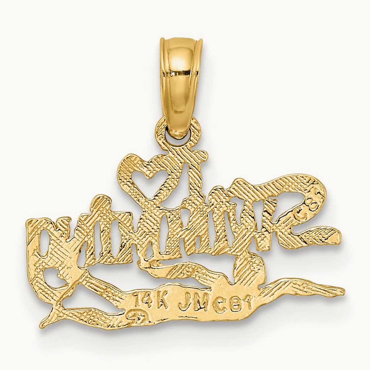 Polished I HEART SWIMMING Charm, 14K