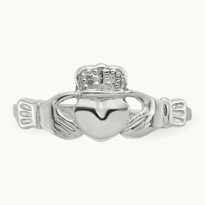 Polished Claddagh Ring, 14K White Gold