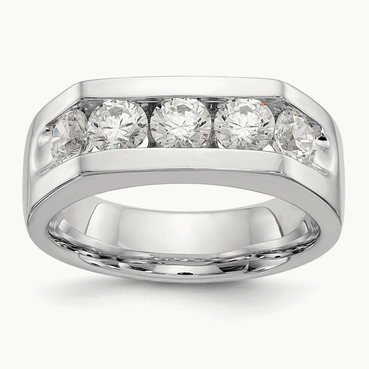 5-Stone Diamond Channel Band, 14K White Gold