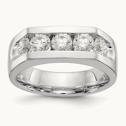 5-Stone Diamond Channel Band, 14K White Gold