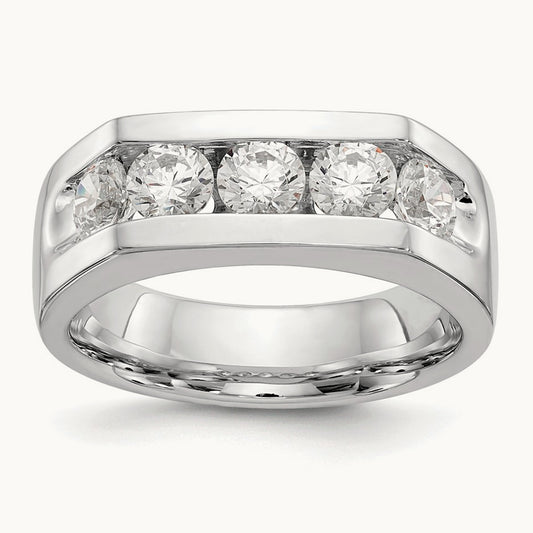 5-Stone Diamond Channel Band, 14K White Gold