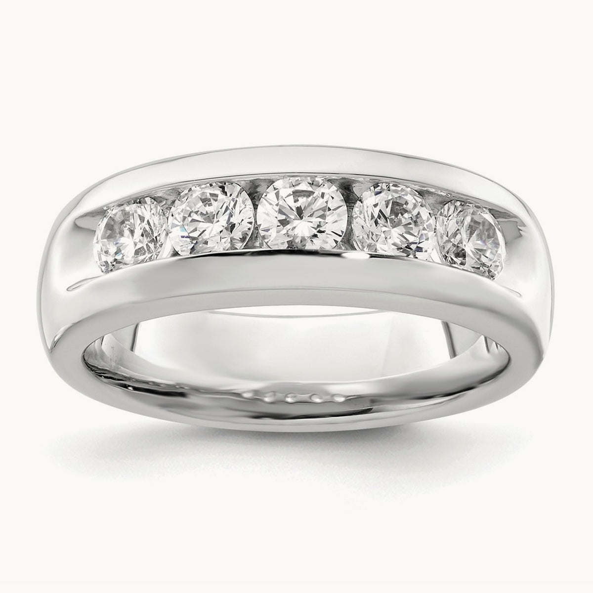 5-Stone Diamond Channel Band, 14K White Gold