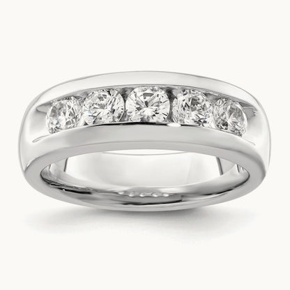 5-Stone Diamond Channel Band, 14K White Gold