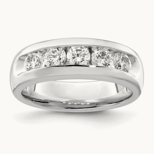 5-Stone Diamond Channel Band, 14K White Gold