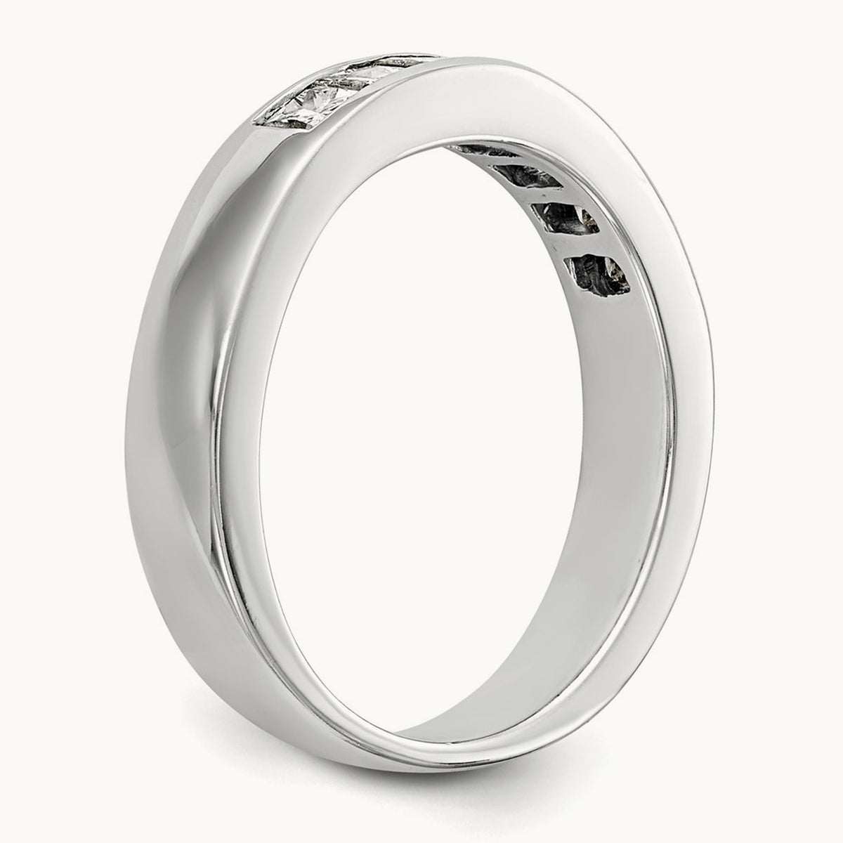 7-Stone Diamond Channel Band, 14K White Gold