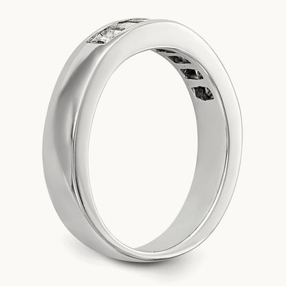 7-Stone Diamond Channel Band, 14K White Gold