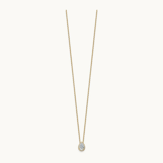 Halo Pendant Necklace, 2.25 ct tw Lab-Grown Diamond — 14K Yellow Gold, One Size