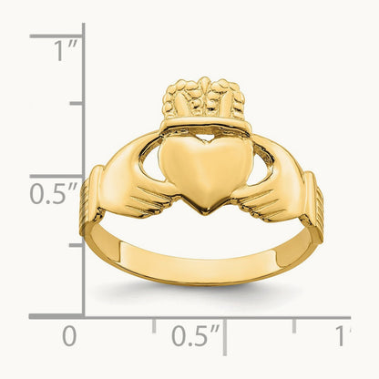 Polished Claddagh Ring (Size 9), 14K
