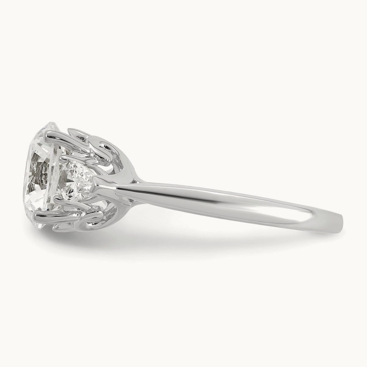 Round with Pear 3 Stone Engagement Ring, 1.25-3.50 ct tw Lab-Grown Diamond — 3 5/8 ct, 14K White Gold