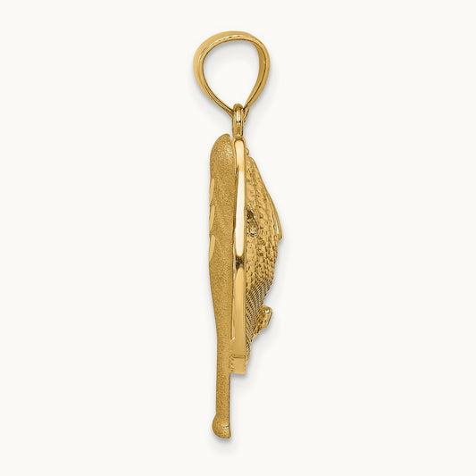 D/C White Rhodium Baseball Bat Glove Ball Pendant, 14K