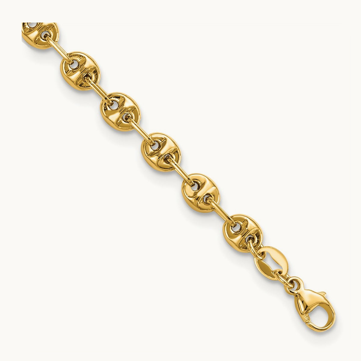Polished Fancy Link Bracelet, 14K