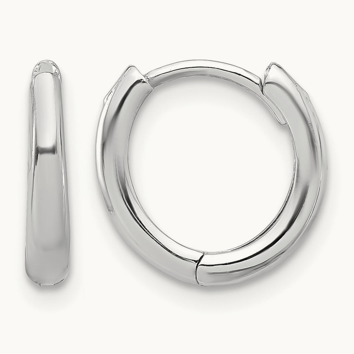 Polished Hinged Hoop Earrings — 14K White Gold