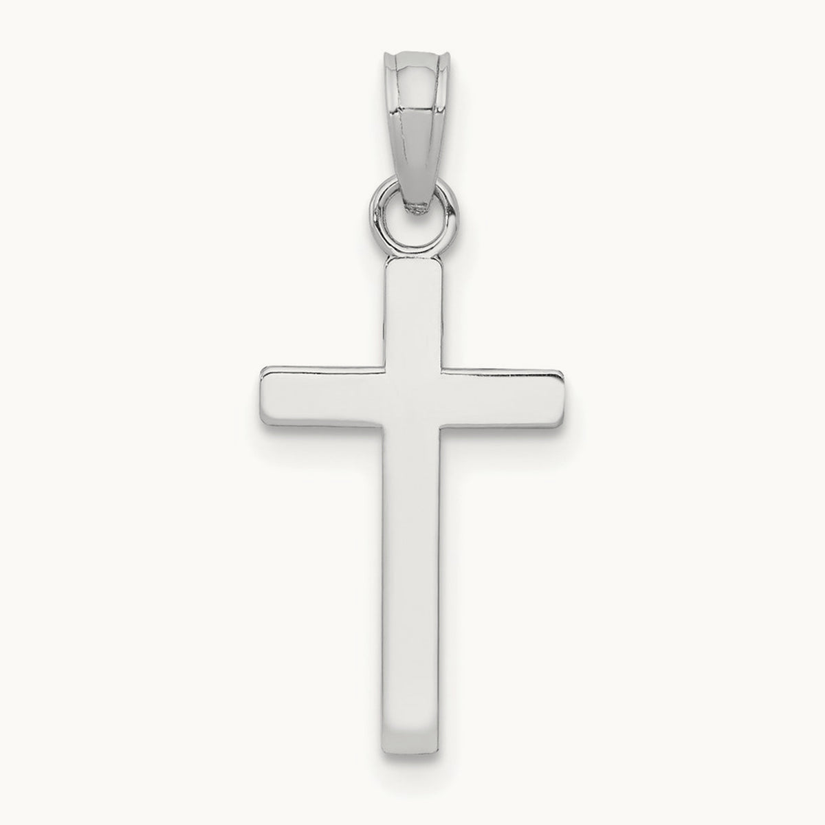 Polished Cross Pendant — 14K White Gold