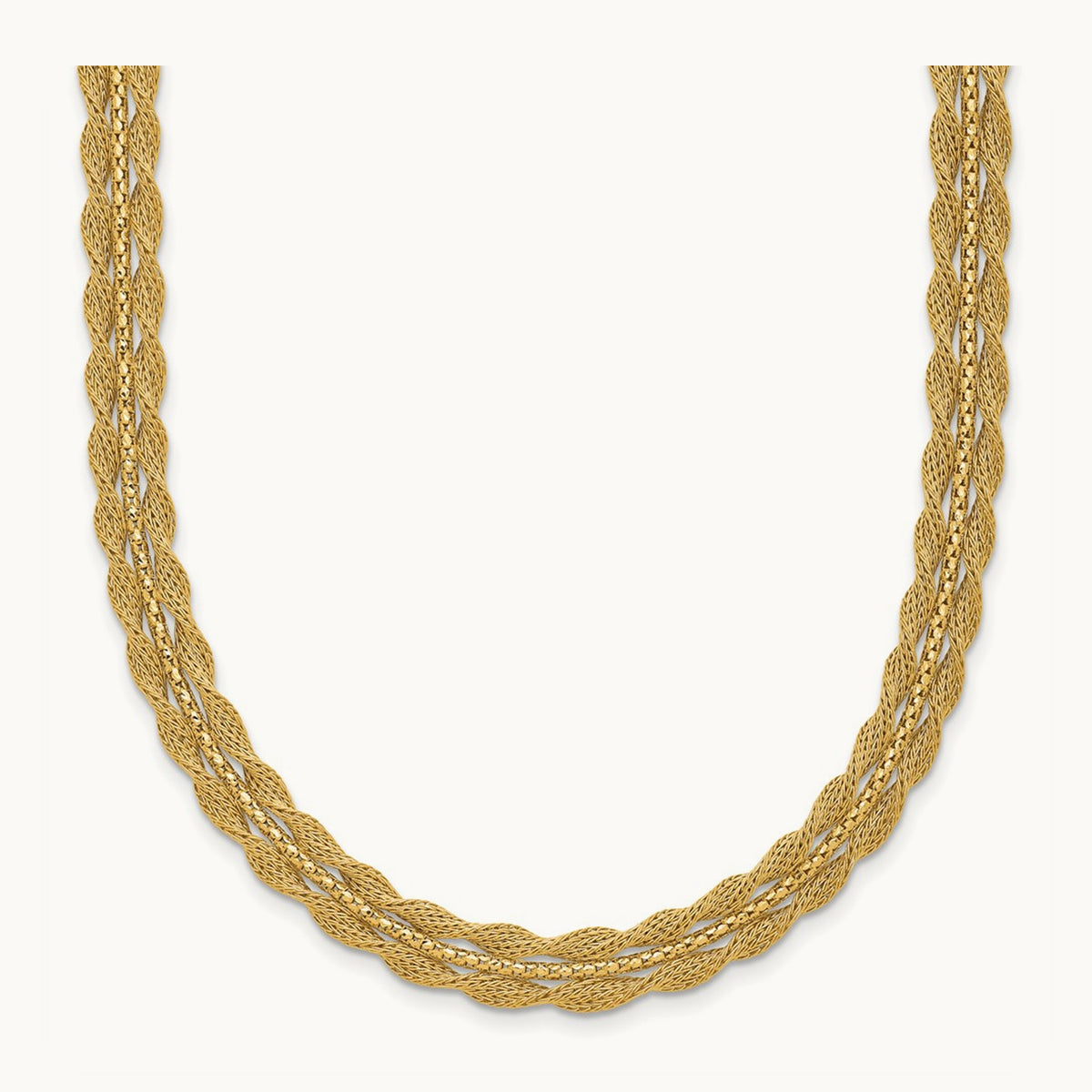 Polished/Textured and Diamond-cut Necklace, 14K — Leslie's