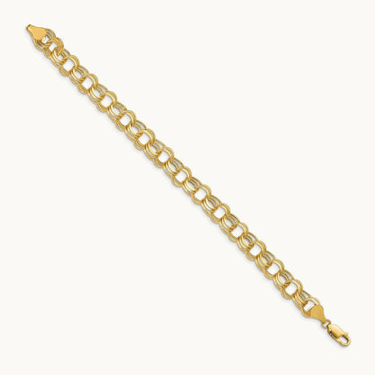 Lite Triple Link Charm Bracelet — 14K Yellow Gold, 7mm, 8.5mm