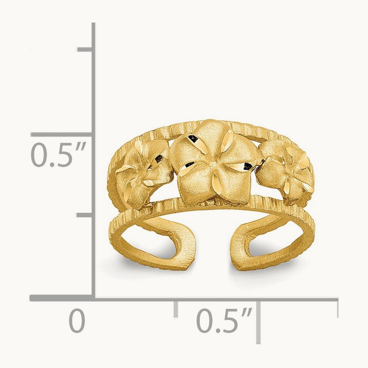 D/C Plumeria Toe Ring, 14K