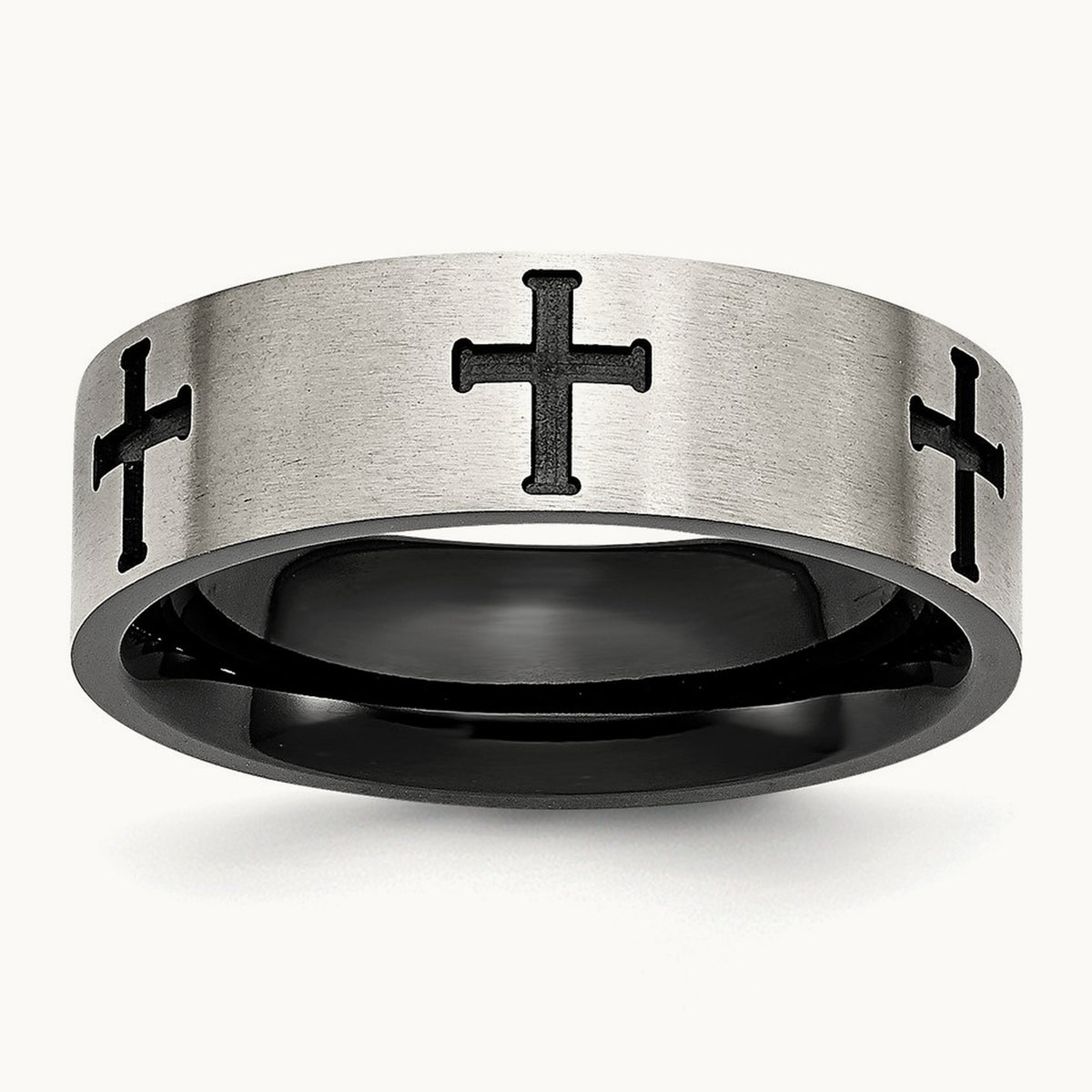 Brushed/Polished Black IP-plated Crosses Band — photo set