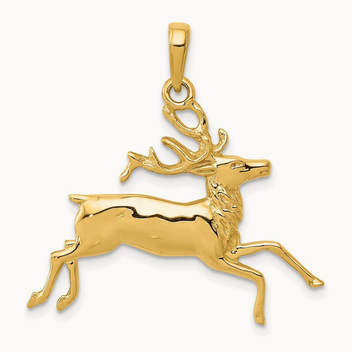 Deer Running Pendant, 14K
