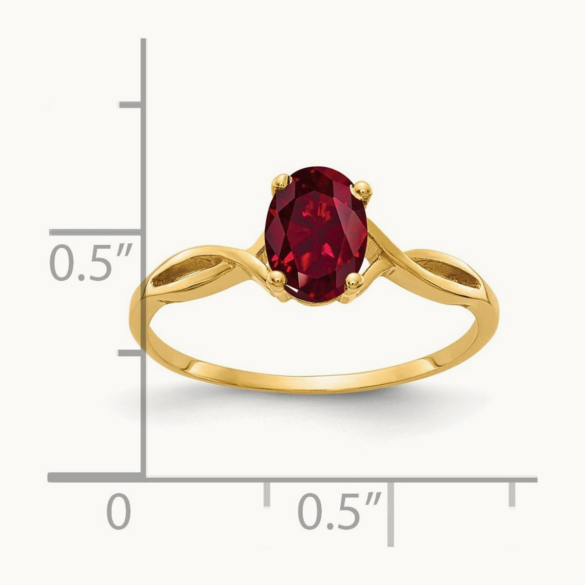 7x5mm Oval Created Ruby ring, 14K