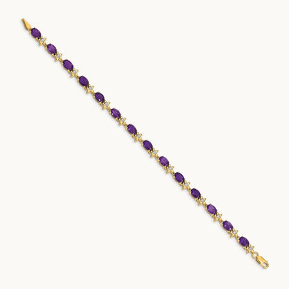 Floral Diamond and Amethyst Bracelet, 14K