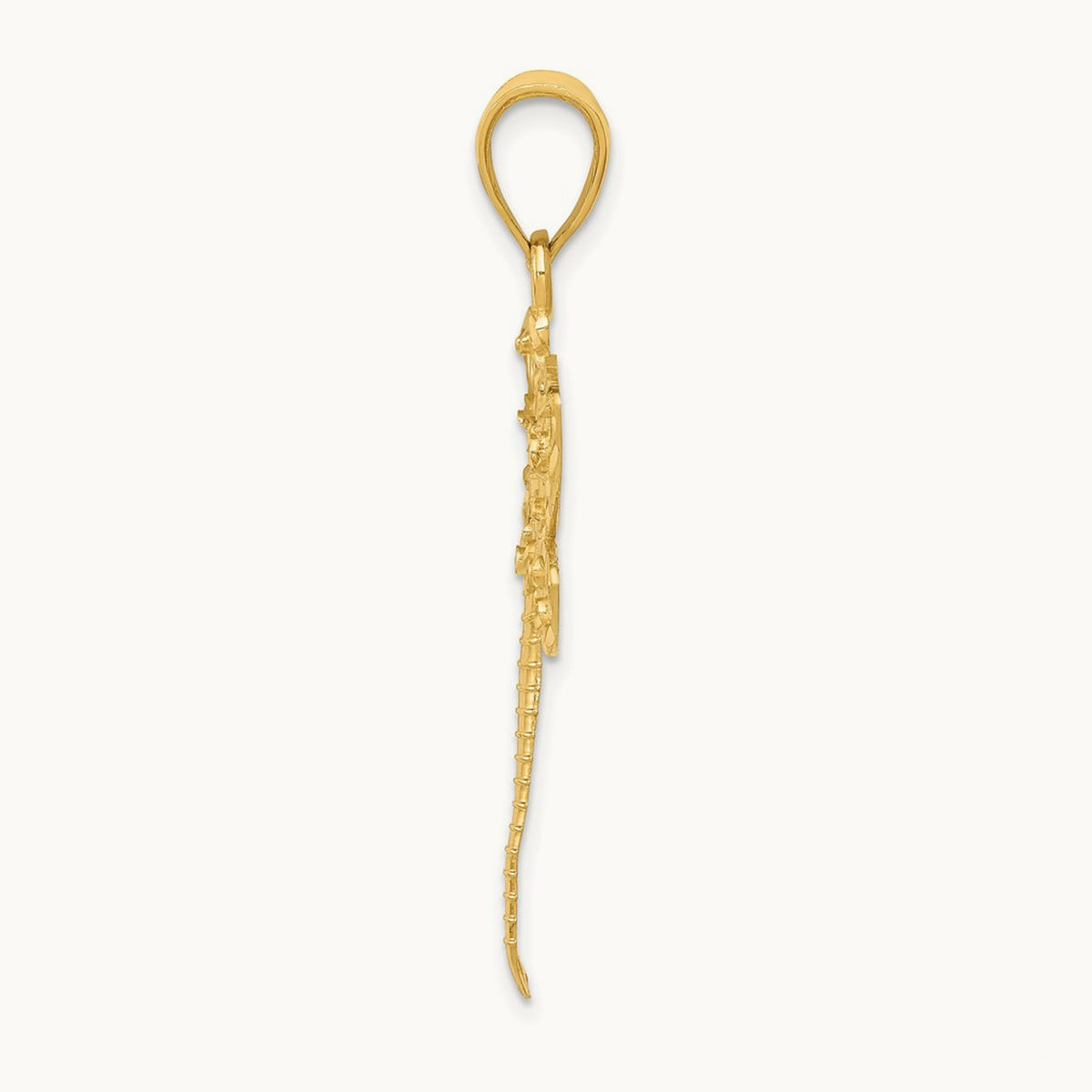 Diamond-cut Dragonfly Pendant — 14K Yellow Gold
