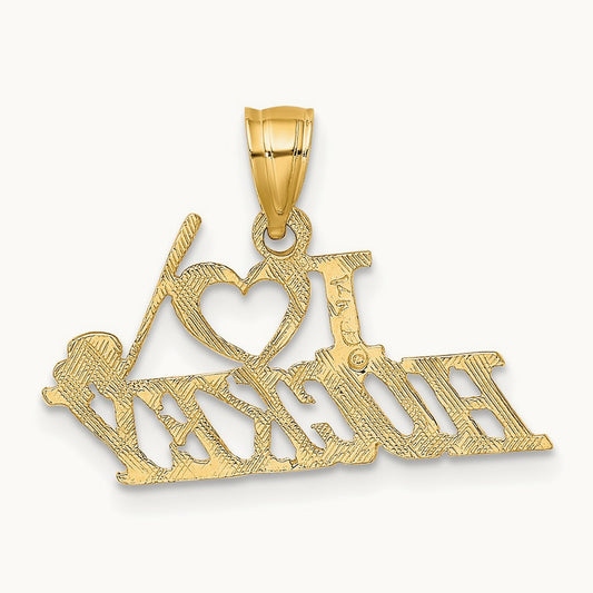 I LOVE HOCKEY Charm, 14K