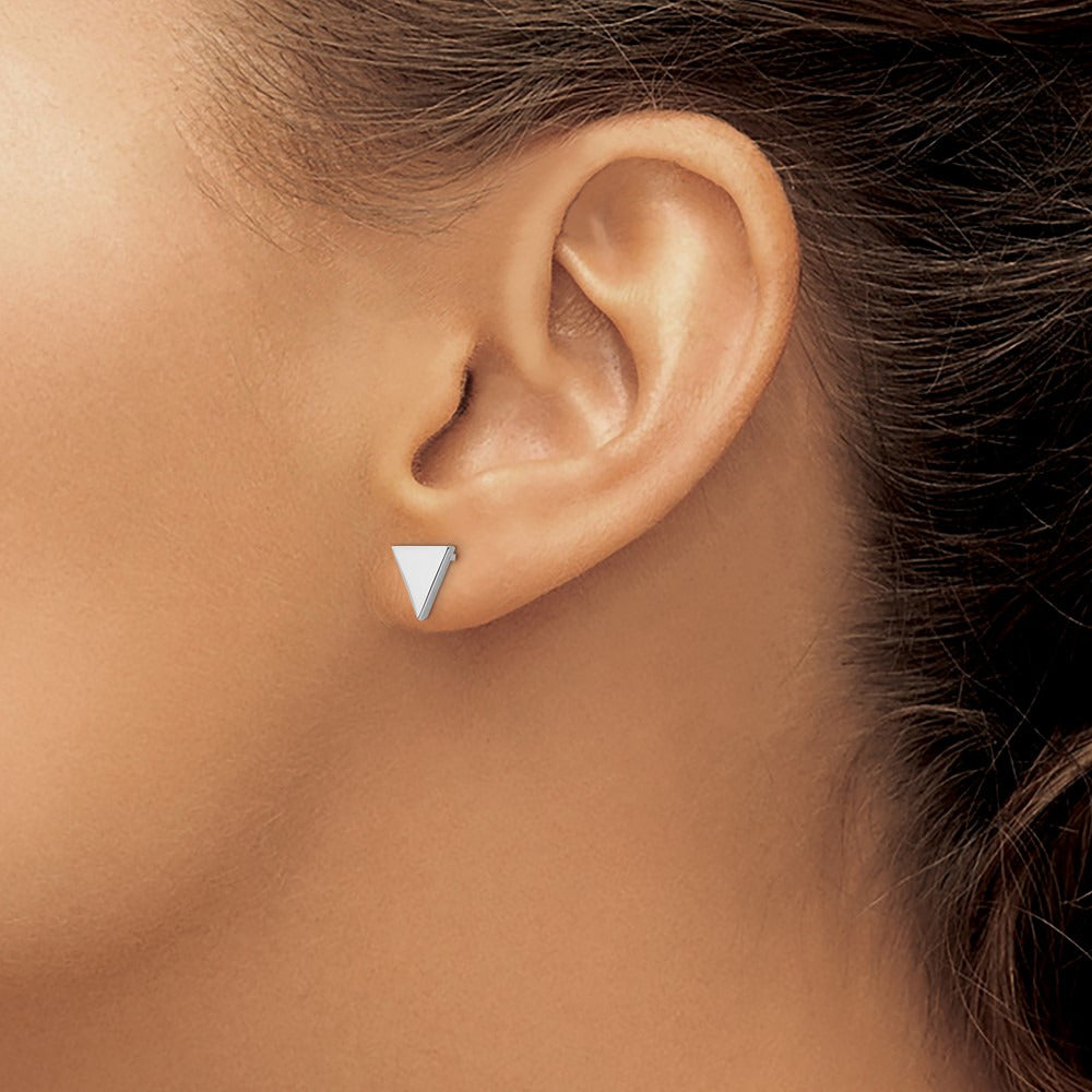 Triangle Post Earring — 14K White Gold