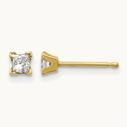 AAA Quality Complete Princess-cut Diamond Earrings, 14K