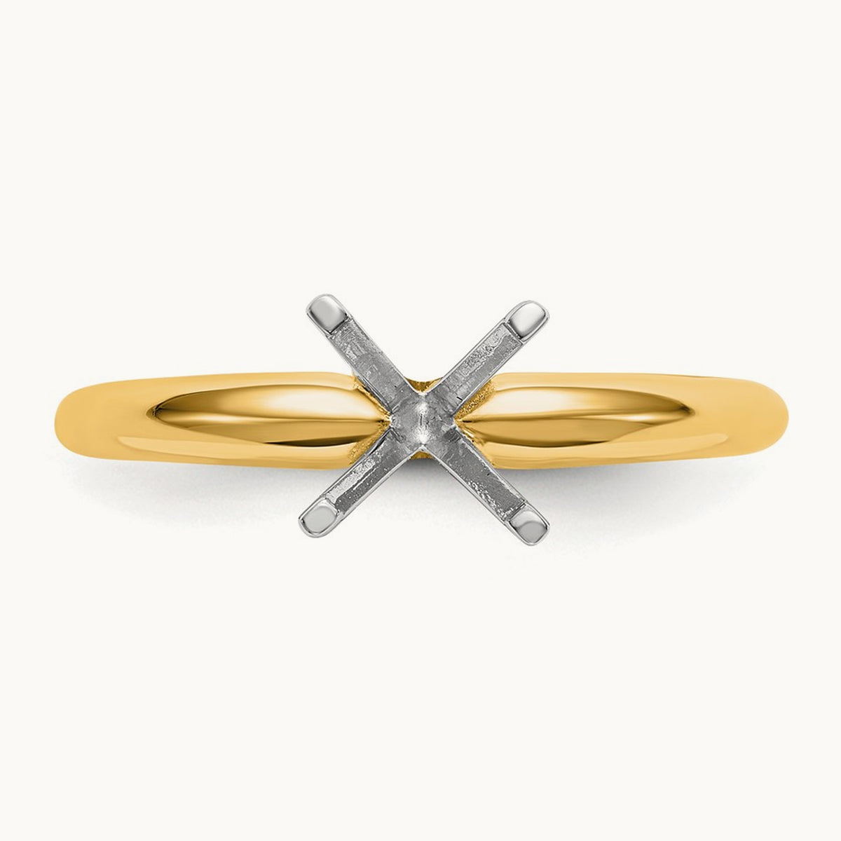 2ct. Lightweight 4-Prong Solitaire Ring Mounting, 14K Two-tone