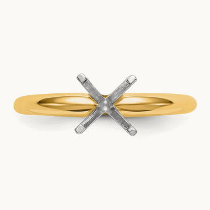 2ct. Lightweight 4-Prong Solitaire Ring Mounting, 14K Two-tone