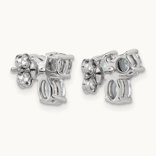 Cushion Round & Oval 3 Stone Earrings, 2.00 ct tw Lab-Grown Diamond