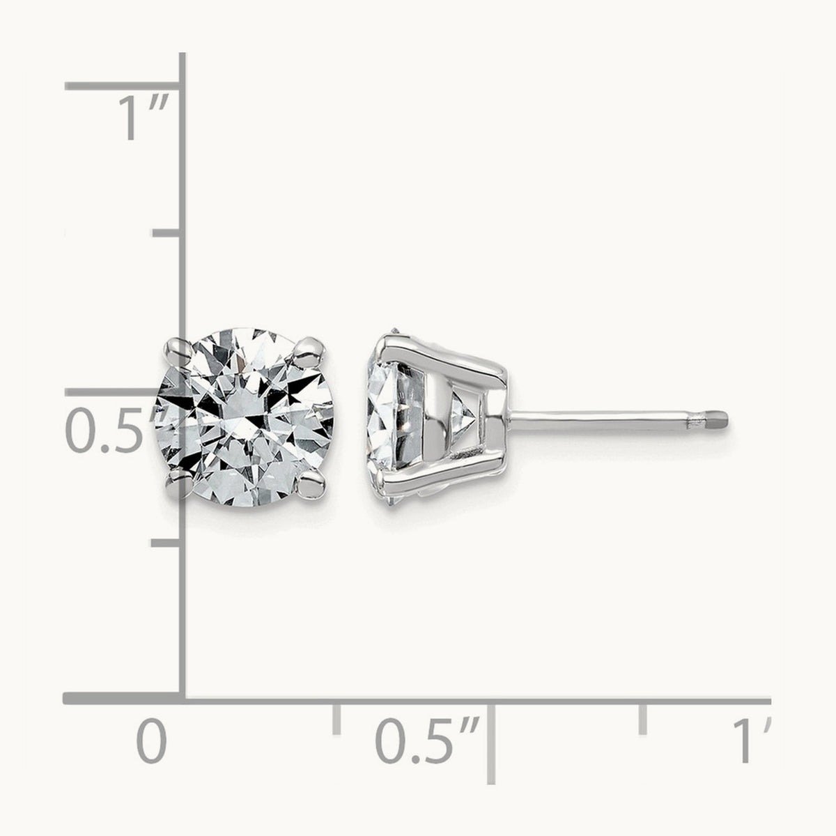 Round Angled Stud Earrings, 0.50-4.00 ct tw Lab-Grown Diamond — 3 ct, 14K White Gold