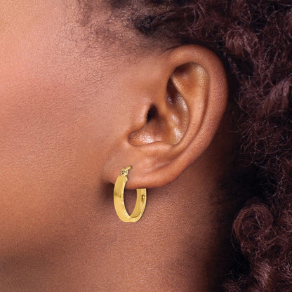 Small Diamond-cut Edge Polished Hoop Earrings — 14K Yellow Gold