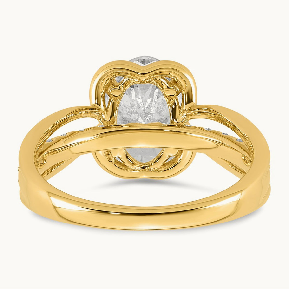 Certified Oval Center Lab Grown Diamond VS+ F+ Ring, 14K Yellow Gold