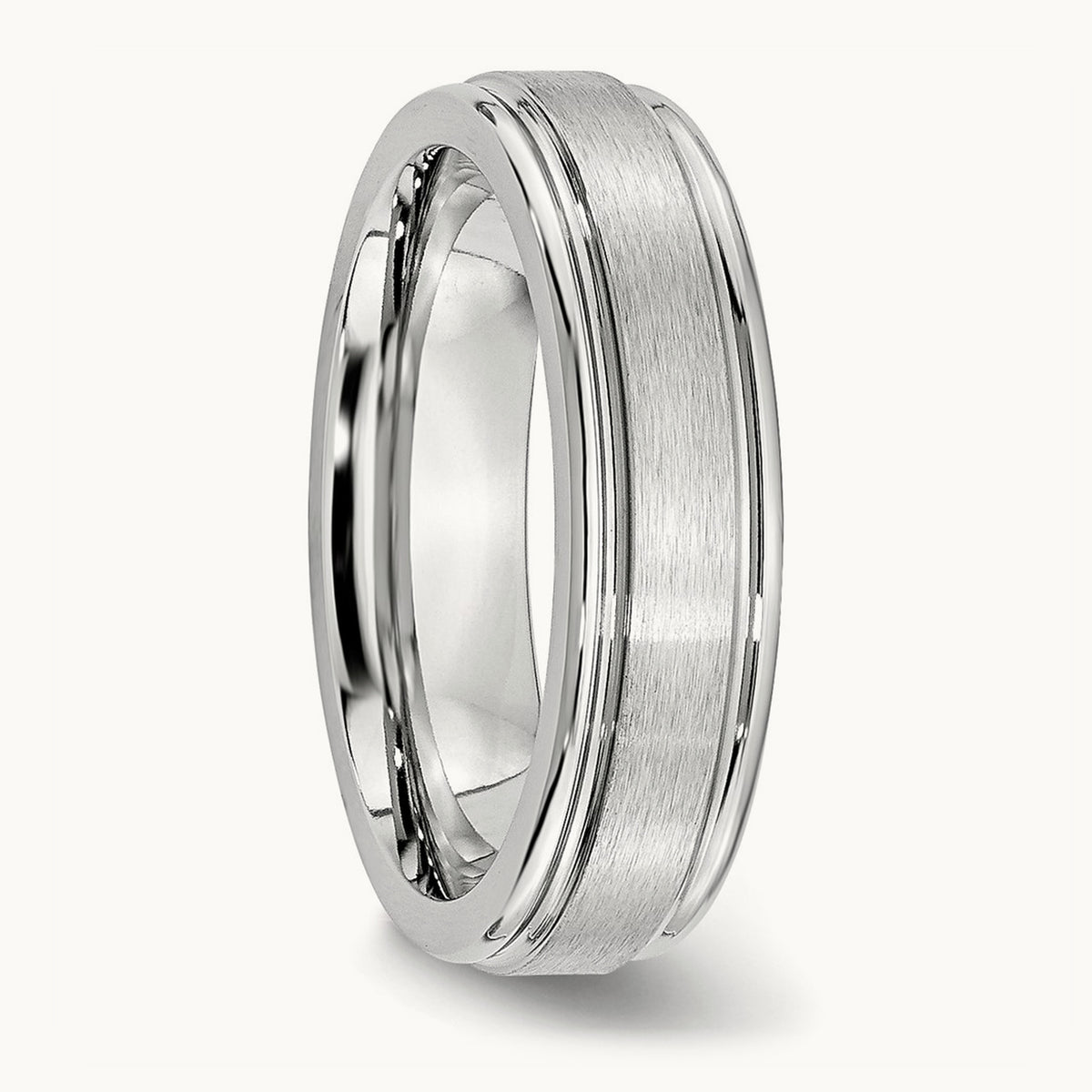 Cobalt Satin and Polished Ridged Edge Band — 6mm
