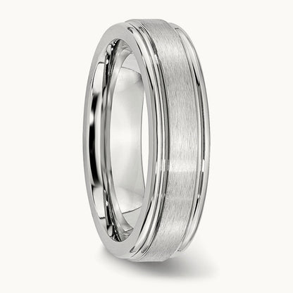 Cobalt Satin and Polished Ridged Edge Band — 6mm