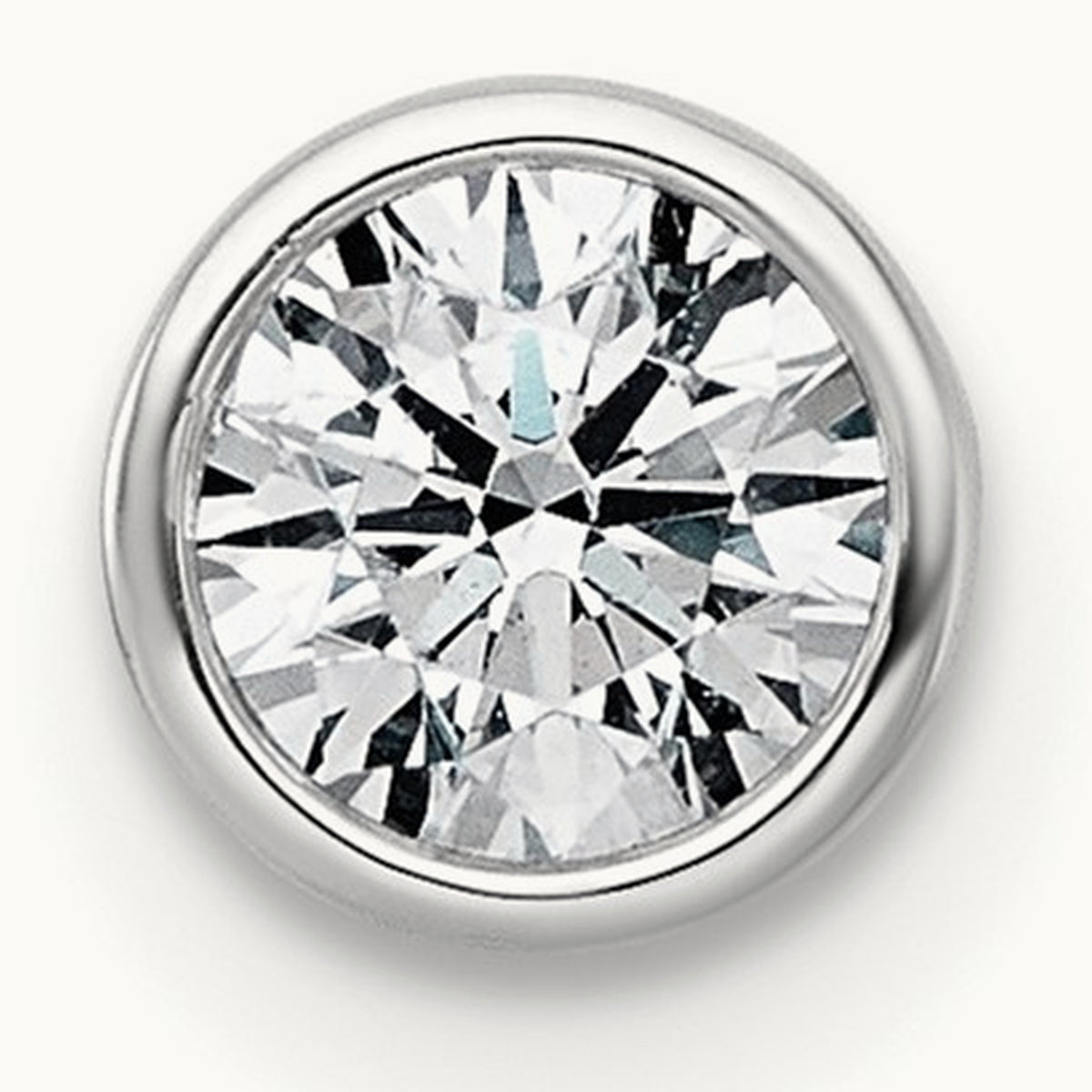 Round Bezel Set Chain Slide Pendant, 0.25-3.00 ct tw Lab-Grown Diamond — 5/8 ct, VS (Best), 14K White Gold