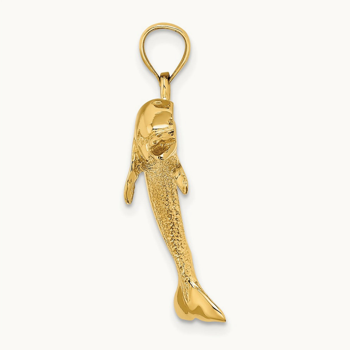 Polished Jumping Dolphin Charm — 14K Yellow Gold, 28mm