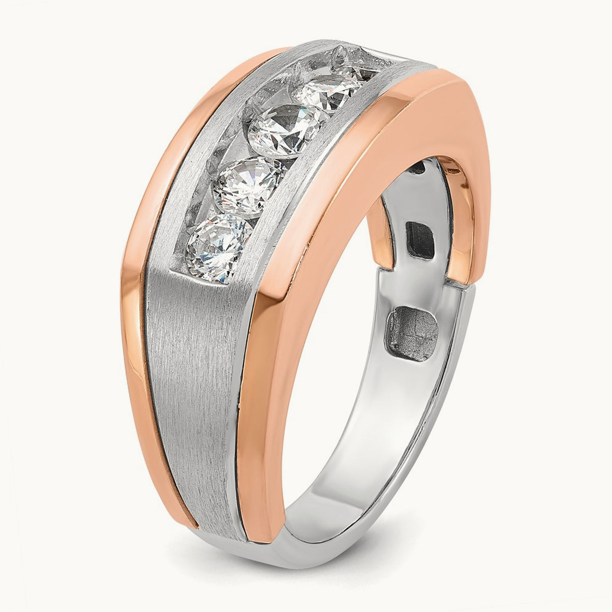 IBGoodman Men's Polished & Satin 5-Stone Diamond Ring, 14K Two-tone