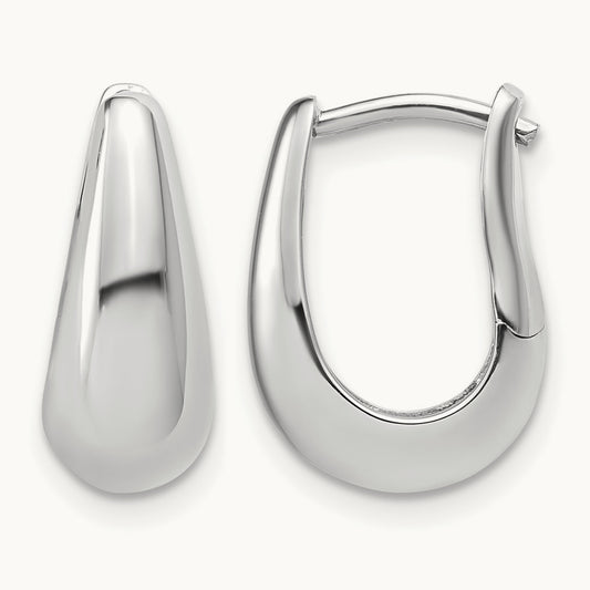 RH-plated Polished Hinged Oval Hoop Earrings, Sterling Silver — Leslie's