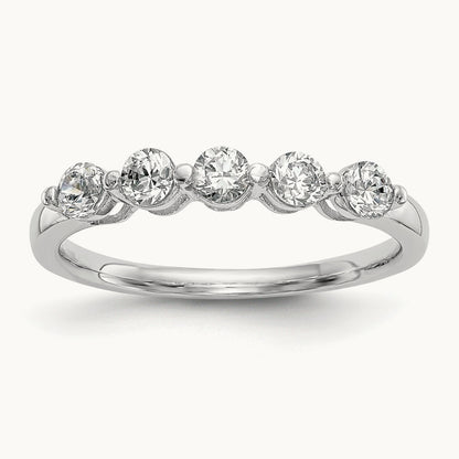 5-Stone Diamond Band, 14K White Gold