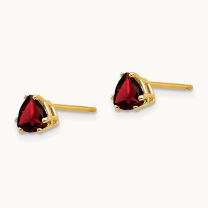 Trillion Garnet Earrings, 5mm, 14K