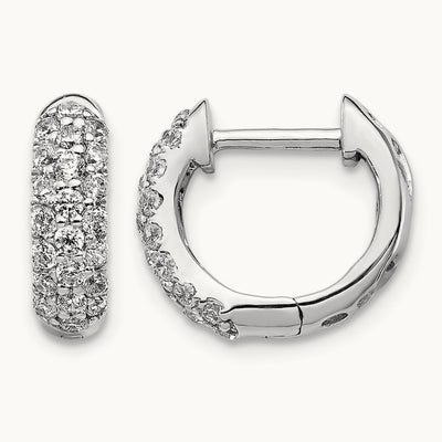 Diamond Hinged Hoop Earrings, 14K White Gold