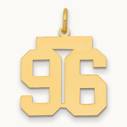 Medium Polished Number 96 Charm, 14K