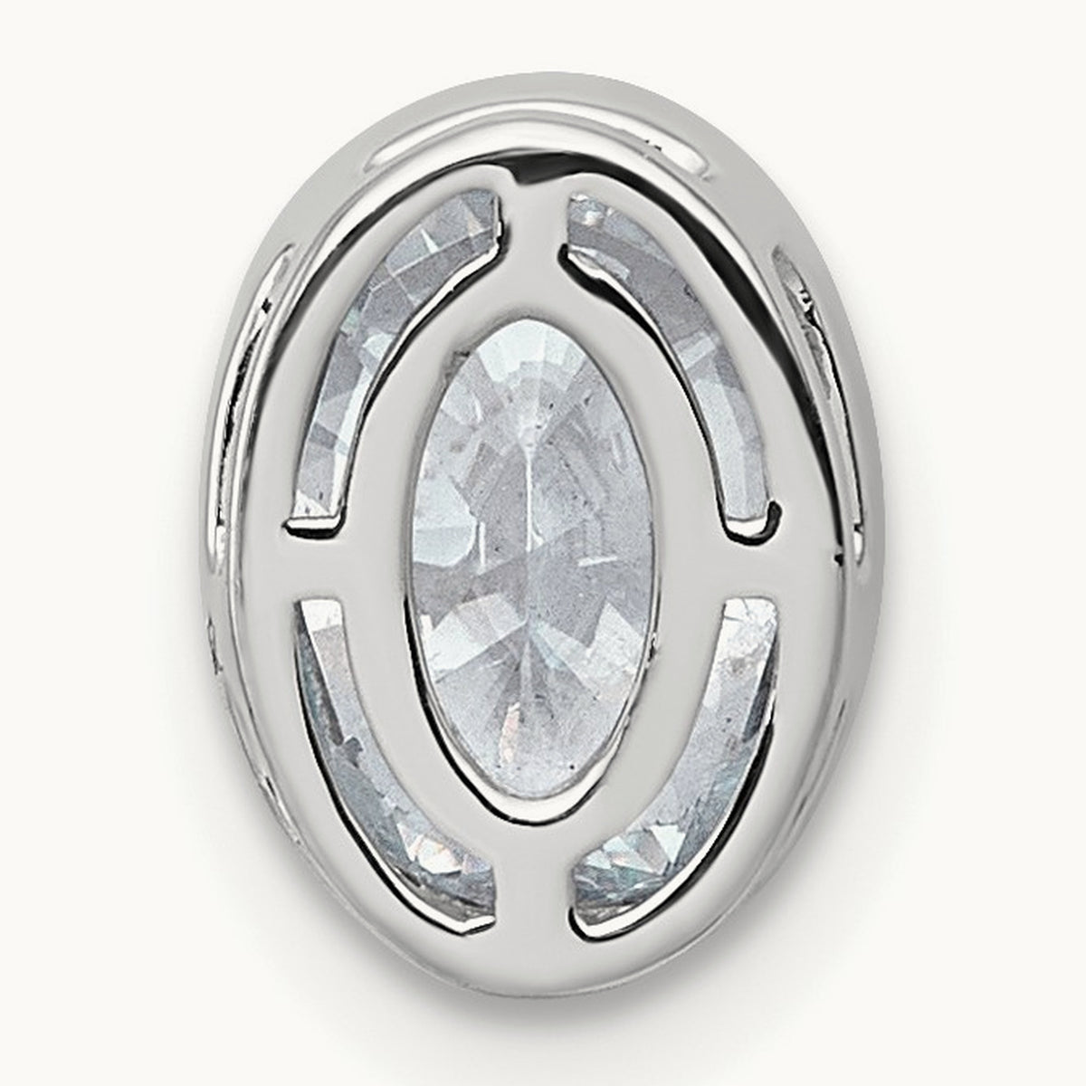 Oval Bezel Set Chain Slide Pendant, 0.25-3.00 ct tw Lab-Grown Diamond — 1 1/2 ct, 14K White Gold