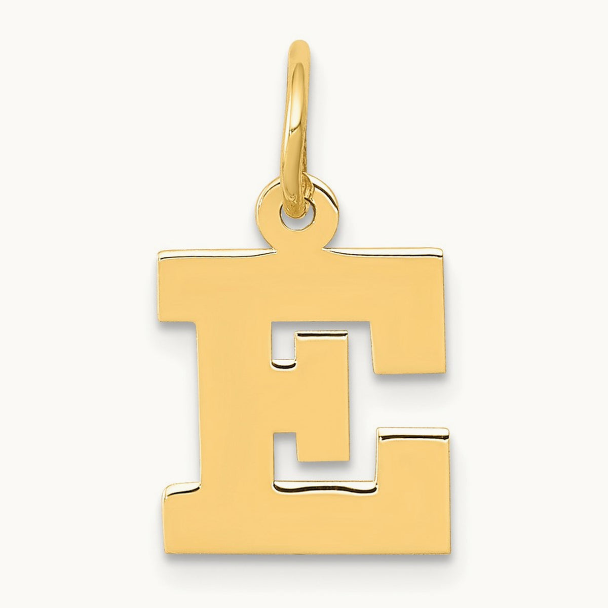 Small Block Initial Charm — 14K Yellow Gold, E