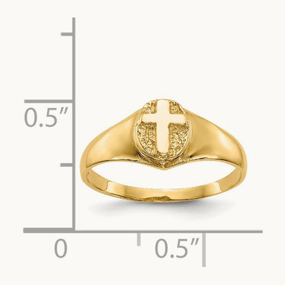 Childs Polished Cross Ring, 14K