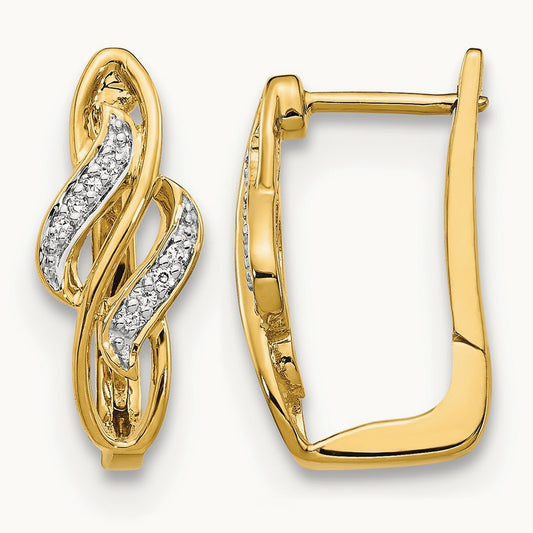 Diamond Hinged Hoop Earrings, 14K