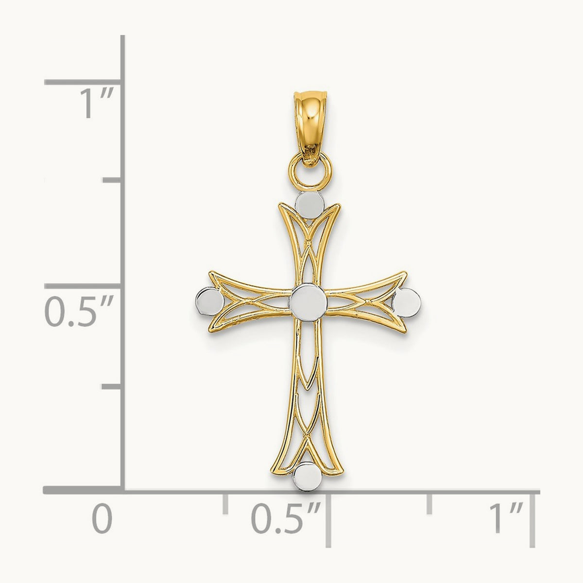 Textured Cross Charm — 14K Two-Tone Gold, 20.1mm